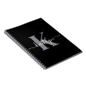 Carnet Monogramme moderne gris noir script (Côté Droit)
