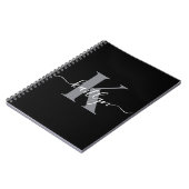 Carnet Monogramme moderne gris noir script (Côté gauche)