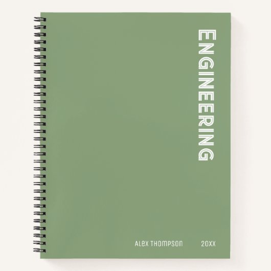 Carnet Monogramme moderne Ingénierie sauge vert (Devant)