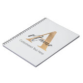 Carnet Monogramme moderne Initiale A & Nom Personnalisé (Côté gauche)