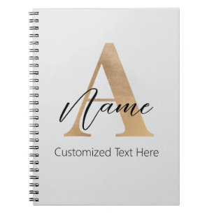 Carnet Monogramme moderne Initiale A & Nom Personnalisé