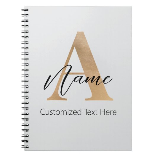 Carnet Monogramme moderne Initiale A & Nom Personnalisé (Devant)