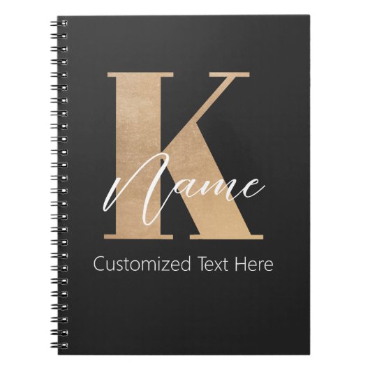 Carnet Monogramme moderne Initiale K & Nom Personnalisé (Devant)