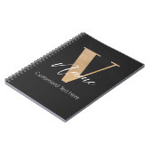 Carnet Monogramme Moderne Initiale V & Nom Personnalisé (Côté gauche)