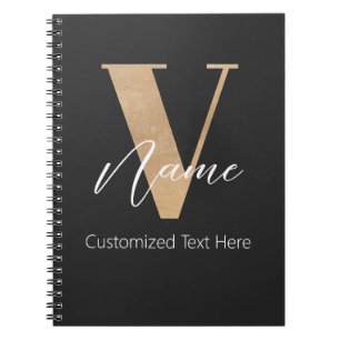 Carnet Monogramme Moderne Initiale V & Nom Personnalisé