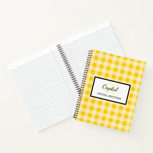 Carnet Monogramme moderne Jaune Plat (Intérieur)