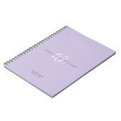 Carnet Monogramme Moderne Lavande Écriture Blanche (Côté gauche)