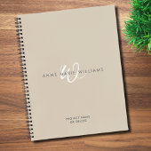 Carnet Monogramme Moderne Marron Blanc Script