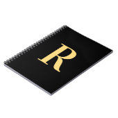 Carnet Monogramme moderne Minimal Black Gold (Côté gauche)