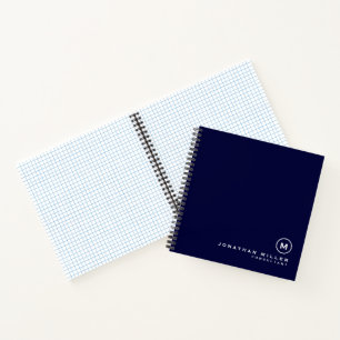 Carnet Monogramme moderne minimal Graphe marine