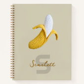 Carnet Monogramme moderne minimal Nom Crochet Banana (Devant)