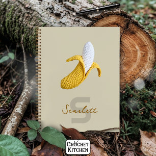 Carnet Monogramme moderne minimal Nom Crochet Banana