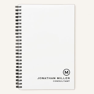 Carnet Monogramme moderne minimaliste spirale blanche