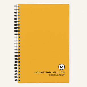 Carnet Monogramme moderne minimaliste spirale jaune