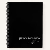 Carnet Monogramme moderne noir blanc customisé Nom  (Devant)