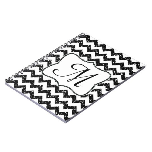 Carnet Monogramme moderne noir Chevron Monogramme Note in (Côté gauche)