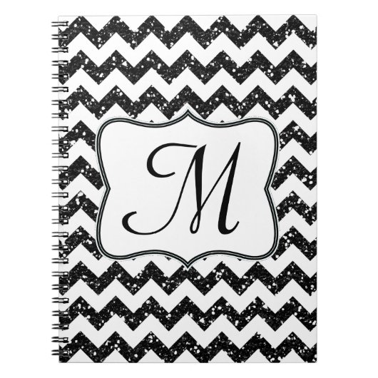 Carnet Monogramme moderne noir Chevron Monogramme Note in (Devant)