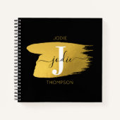 Carnet Monogramme moderne noir et or (Devant)
