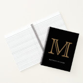 Carnet Monogramme moderne noir et or initial (Intérieur)