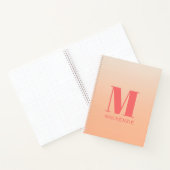 Carnet Monogramme moderne Nom initial Peach Gradient (Intérieur)