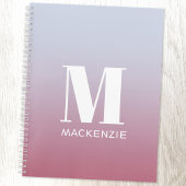 Carnet Monogramme moderne Nom initial Pink Blue Gradient