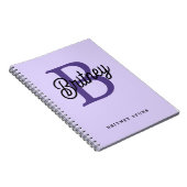 Carnet Monogramme moderne Nom Purple Black Script Office (Côté Droit)
