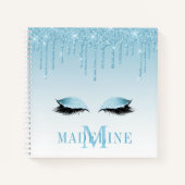 Carnet Monogramme moderne Parties scintillant bleue moder (Devant)