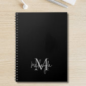 Carnet Monogramme moderne personnalisé Noir