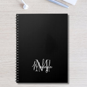 Carnet Monogramme moderne personnalisé noir