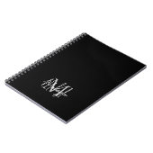 Carnet Monogramme moderne personnalisé noir (Côté gauche)