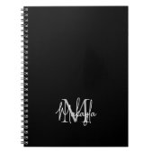 Carnet Monogramme moderne personnalisé noir (Devant)