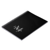 Carnet Monogramme moderne personnalisé Noir (Côté gauche)