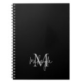 Carnet Monogramme moderne personnalisé Noir (Devant)