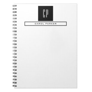 Carnet Monogramme moderne Professional Plain Nom simple