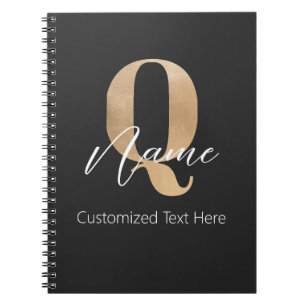 Carnet Monogramme moderne Q & Nom initial Personnalisé