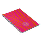 Carnet Monogramme Moderne Rayures de Zèbre Rose et Orange (Côté Droit)
