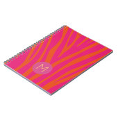 Carnet Monogramme Moderne Rayures de Zèbre Rose et Orange (Côté gauche)