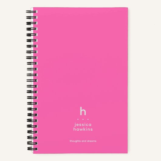 Carnet Monogramme moderne rose chaud tendance (Recto)