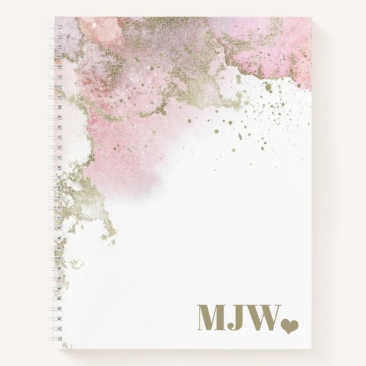 Carnet Monogramme moderne rose et or Abstrait (Devant)