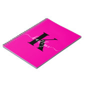 Carnet Monogramme moderne rose noir écriture script (Côté gauche)