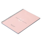 Carnet Monogramme Moderne Rose Pâle Blanc Script (Côté gauche)