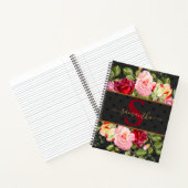 Carnet Monogramme moderne Roses floraux & Pointe noire (Intérieur)