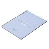 Carnet Monogramme Moderne Script Bleu Blanc (Côté gauche)
