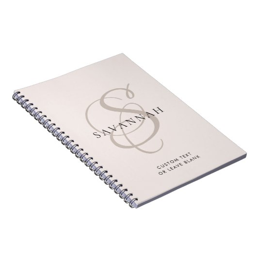 Carnet Monogramme moderne Script Blush rose Nom personnal (Côté Droit)