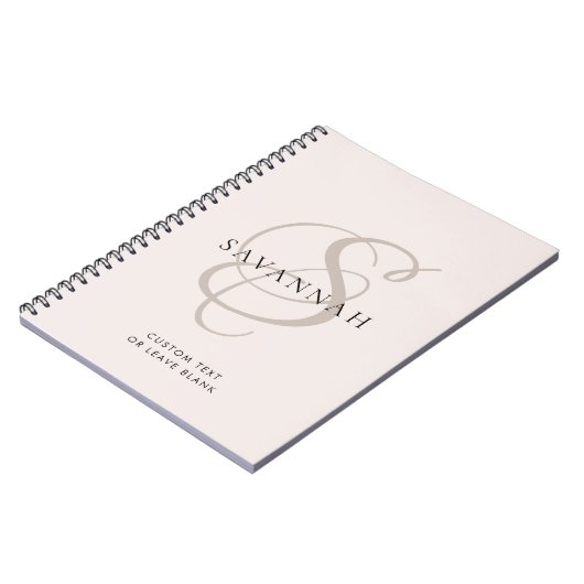 Carnet Monogramme moderne Script Blush rose Nom personnal (Côté gauche)