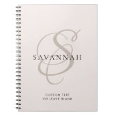 Carnet Monogramme moderne Script Blush rose Nom personnal (Devant)