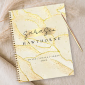 Carnet Monogramme moderne Script Elégant Ivoire Or Huile