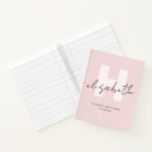 Carnet Monogramme moderne Script Girl Blush rose initial (Intérieur)