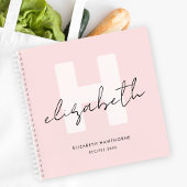 Carnet Monogramme moderne Script Girly Blush Rose Recette