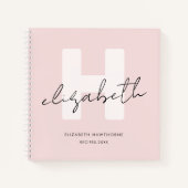 Carnet Monogramme moderne Script Girly Blush Rose Recette (Devant)